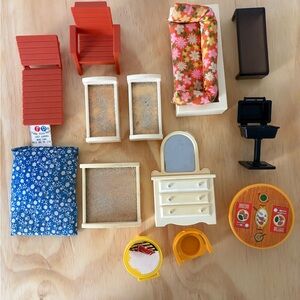 Vintage Fisher-Price Mixed Dollhouse Furniture Set 1970s